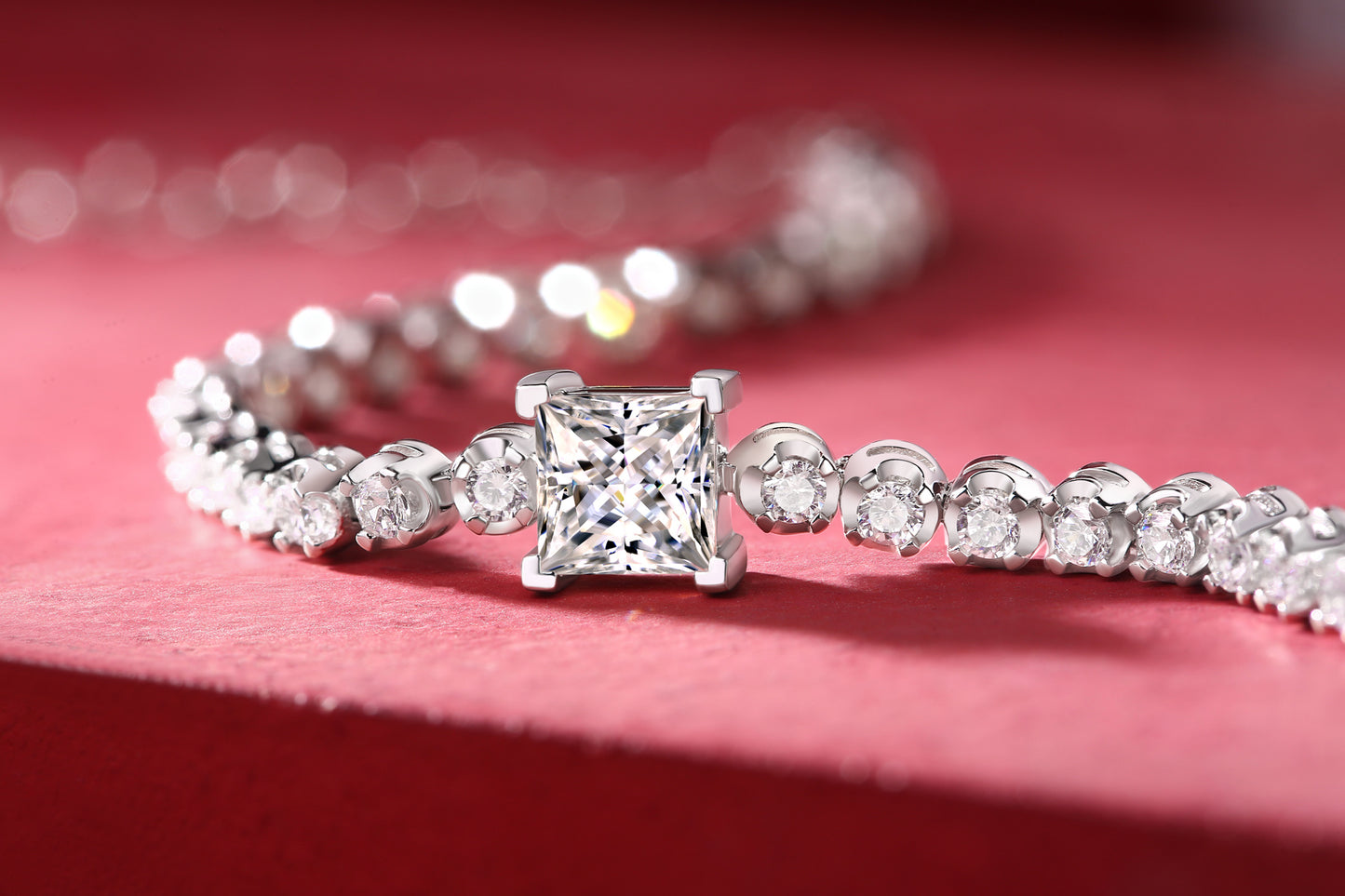 Rubik's Cube Luxury Fashion Mosan Diamond Silver Jewelry Comparable To Natural Diamond Bracelet