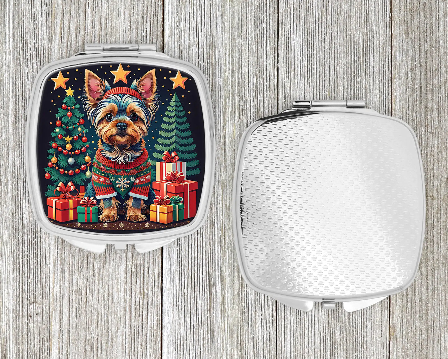 Yorkie Yorkshire Terrier Christmas Compact Mirror