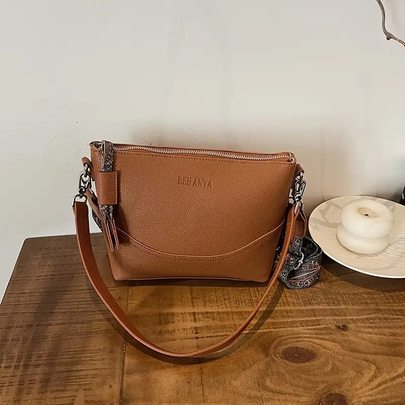 Women's Elegant Ethnic Embroidery Shoulder Strap Bag - Large Capacity Crossbody With Zipper Closure, 3D Ergonomic Design, Suitable For Commuting, Travel, Daily Use, Multi-color Optional, Durable P