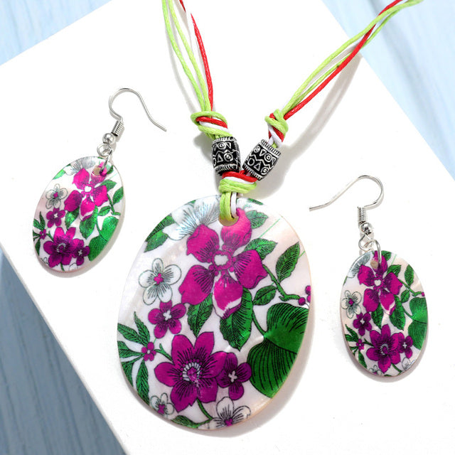 Fashion Jewelry Set Leather Necklace Earrings