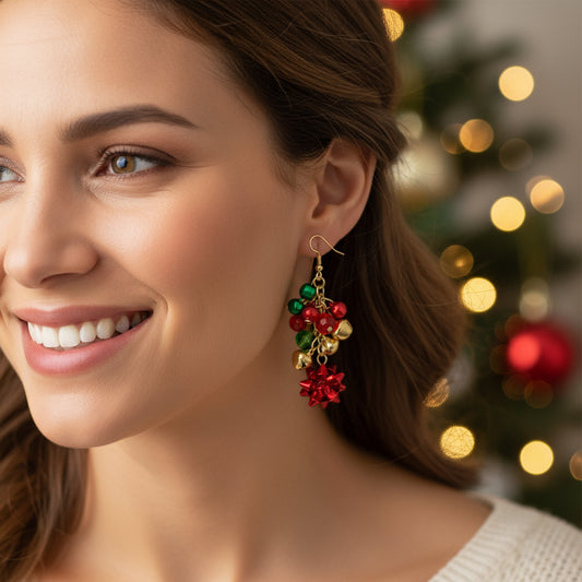 Flower Colored Bell Christmas Jewelry