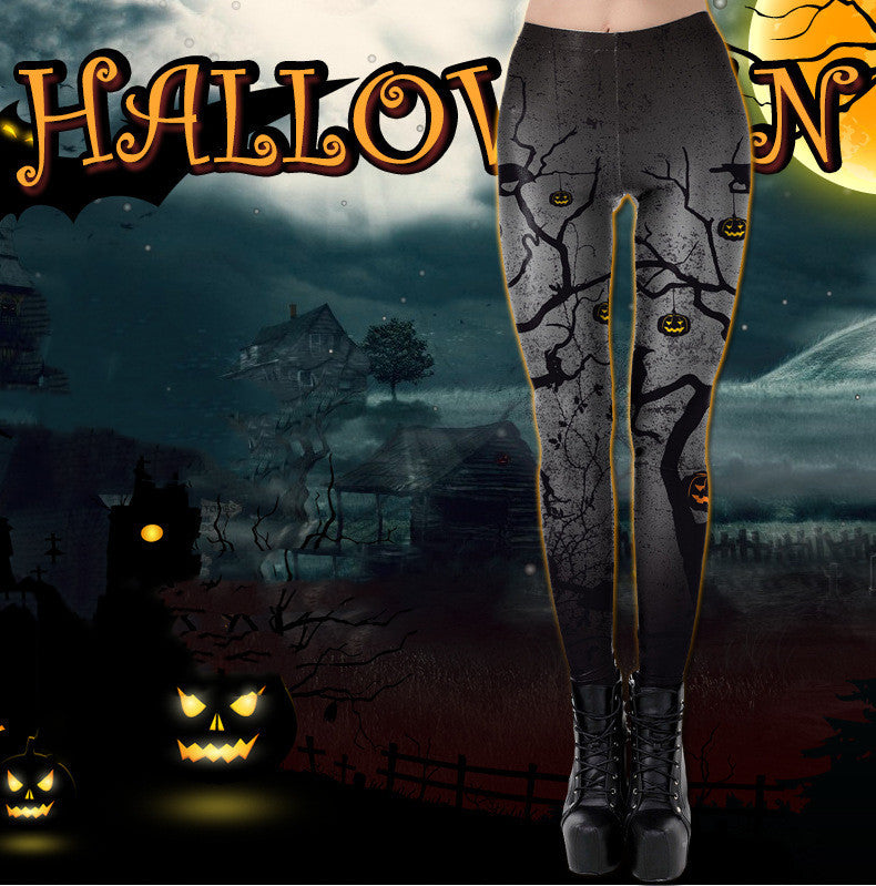 Women's Halloween Pumpkin Head Print Leggings