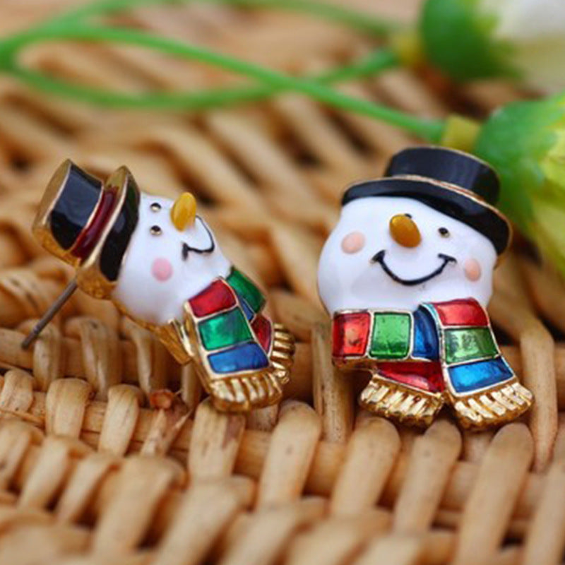 Enamel Snowman Earrings Women's Ear Ornaments Christmas Gifts
