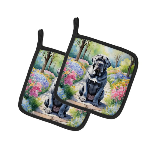 Neapolitan Mastiff Spring Path Pair of Pot Holders