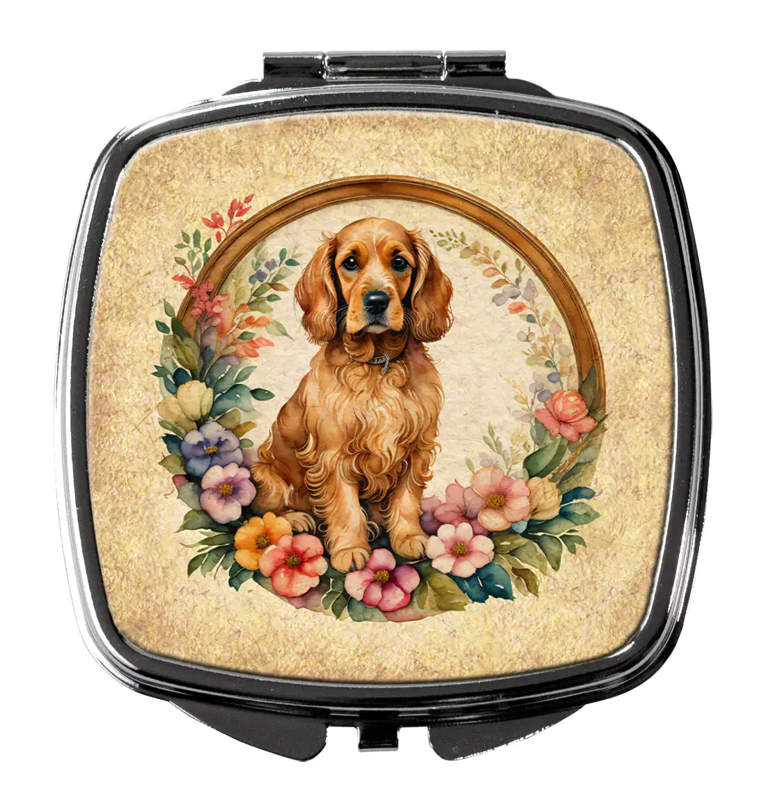 Cocker Spaniel and Flowers Compact Mirror