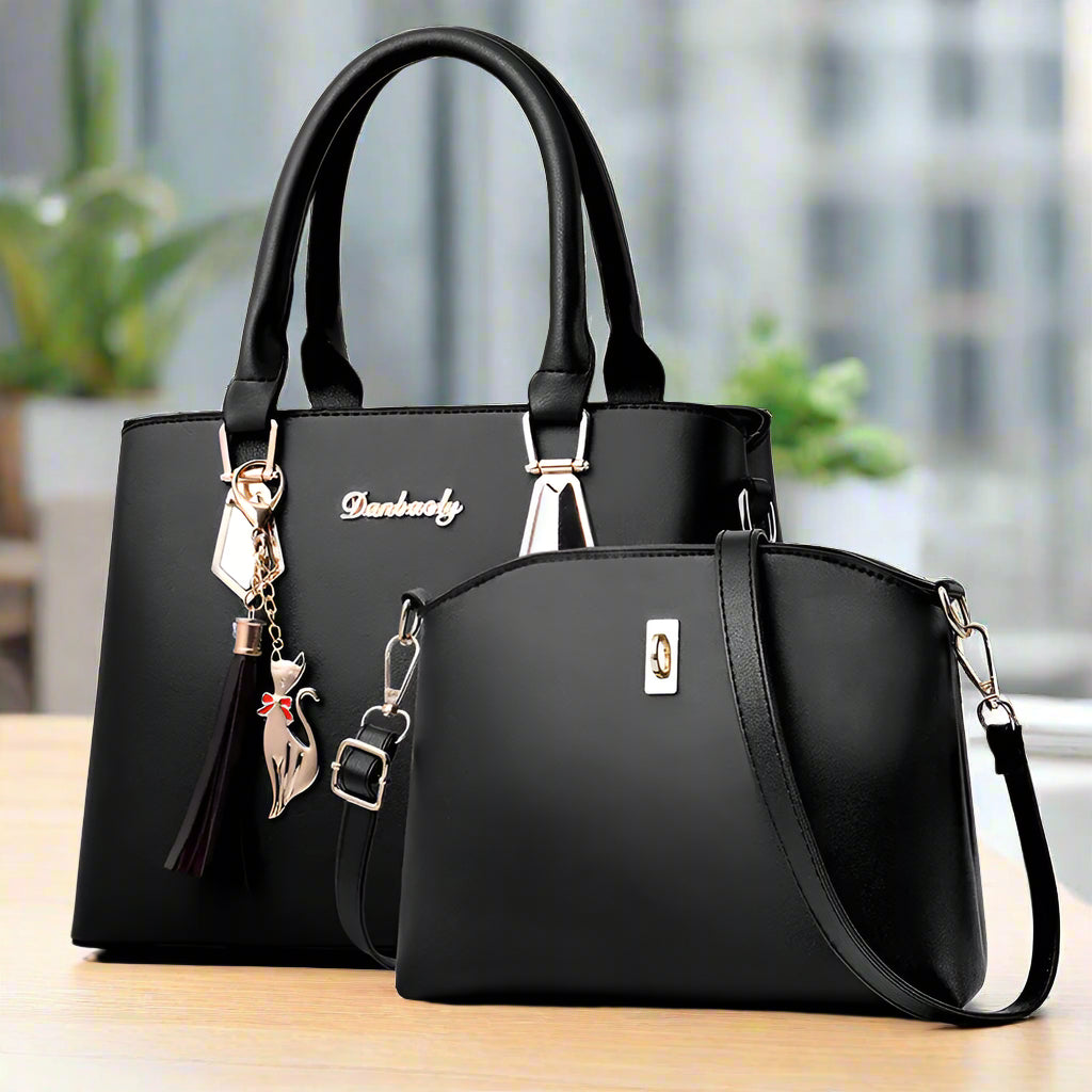 Fashionable Women's PU Handbag and Crossbody Purse Set