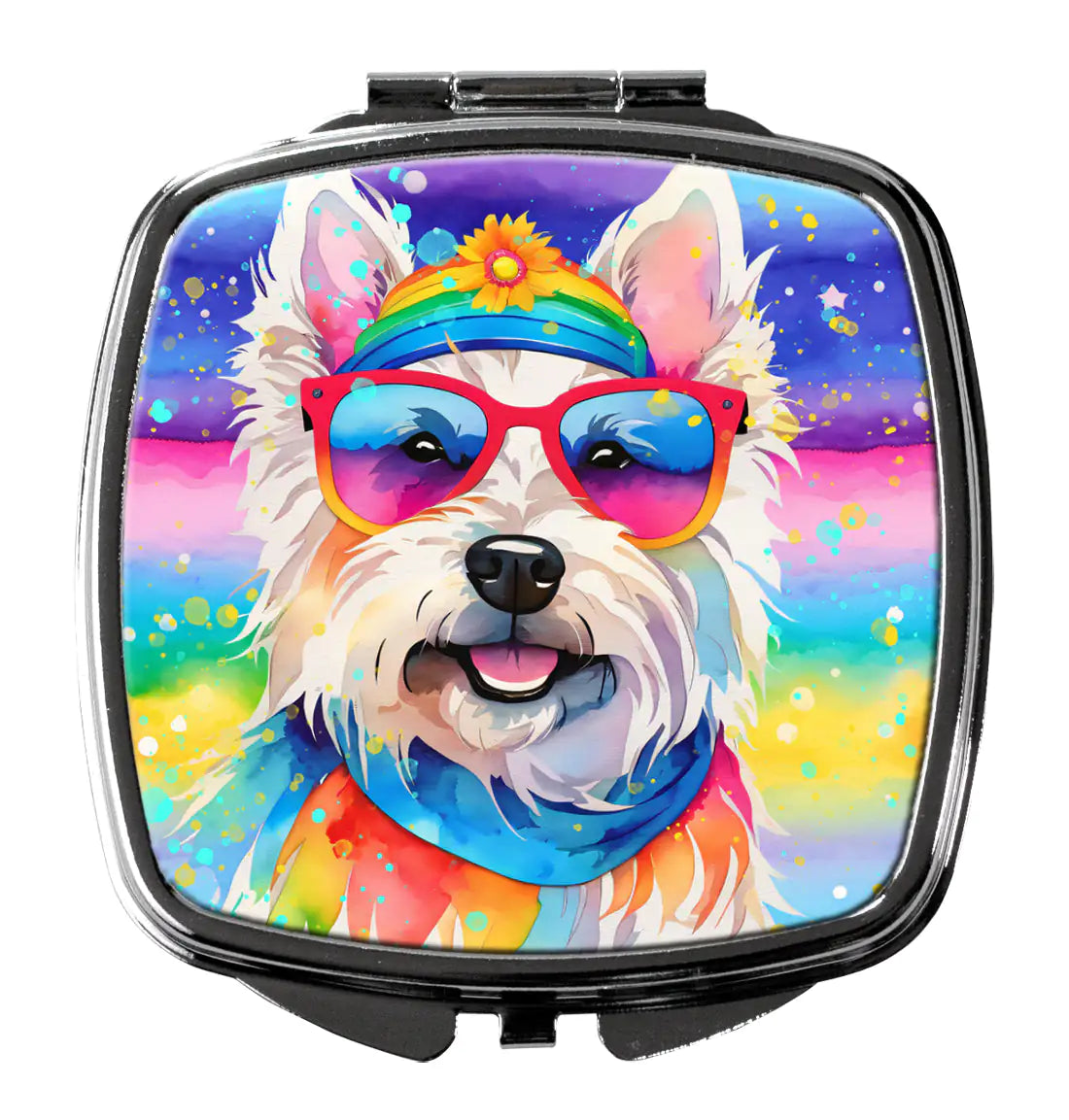 Westie Hippie Dawg Compact Mirror