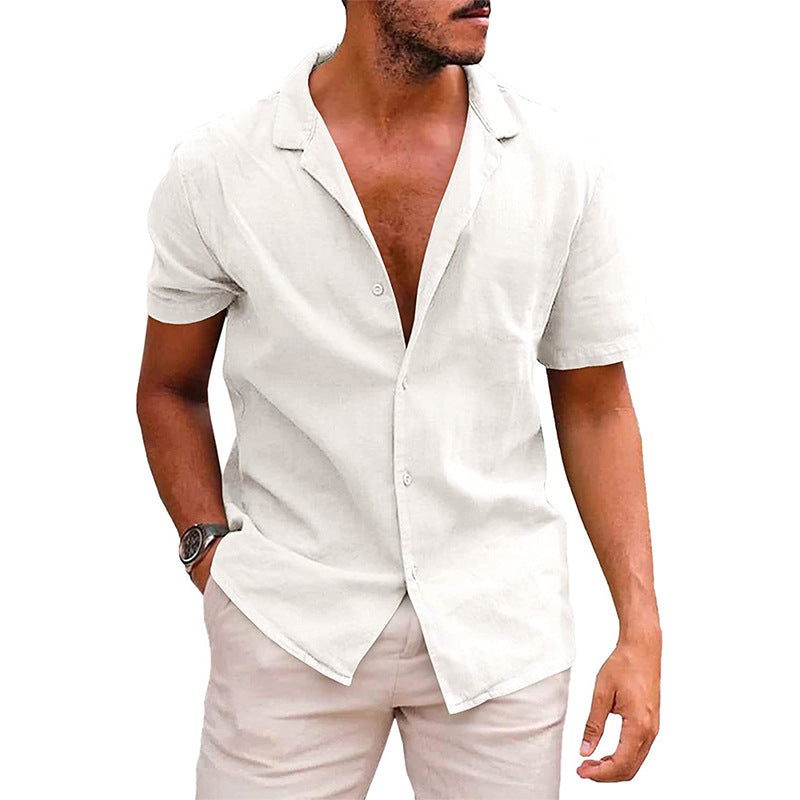 Men's Tops Casual Button Down Shirt Short Sleeve Beach Shirt Summer Clothing