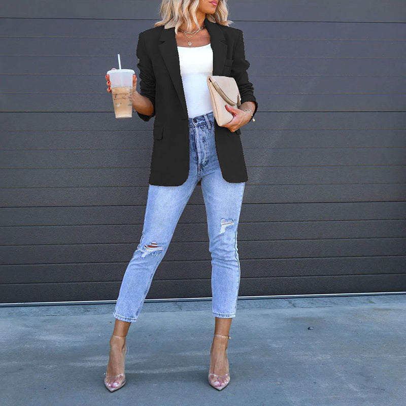 Women's Casual Open Front Long Sleeve Work Office Suit Jackets Blazer