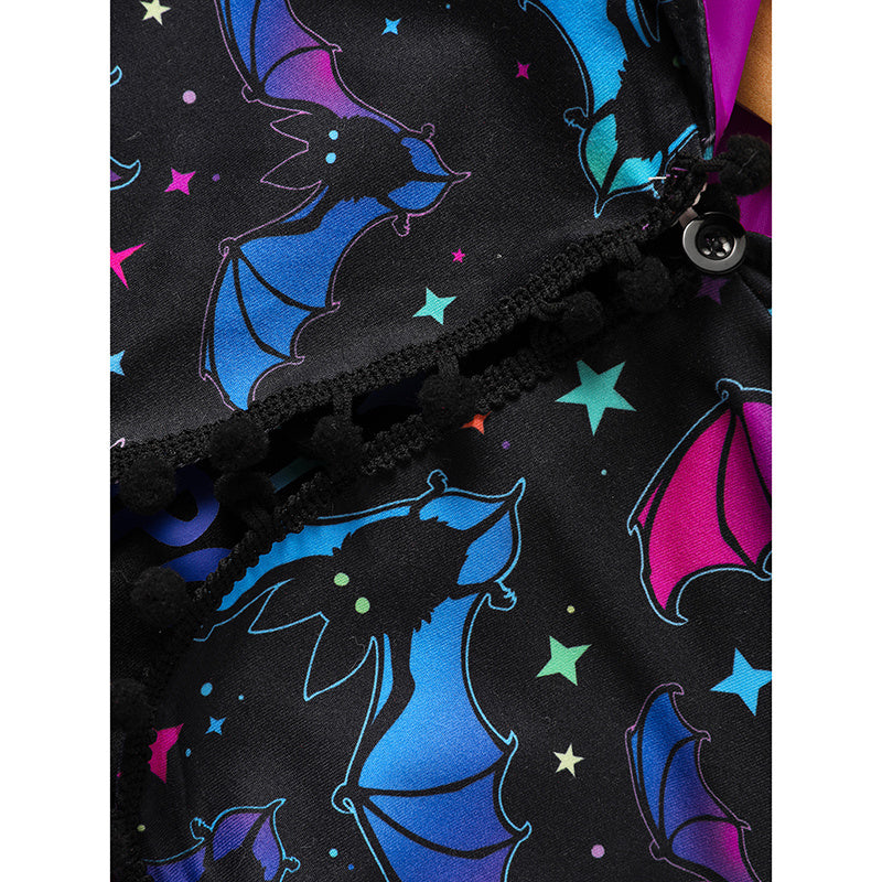 Little Girls 2Pcs Halloween Outfits Sleeveless Tulle Dress With Hooded Cloak Set Clothes