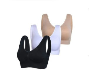 3-Pack Sports Bras, Padded Strappy Racerback Push Up Open Back Medium Support Sports Yoga