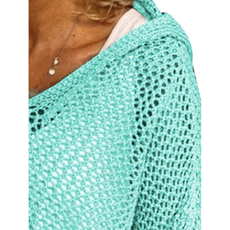 Women Fall Hoodies Sweater Knit V Neck Tops Casual Long Sleeve Pullover Shirts