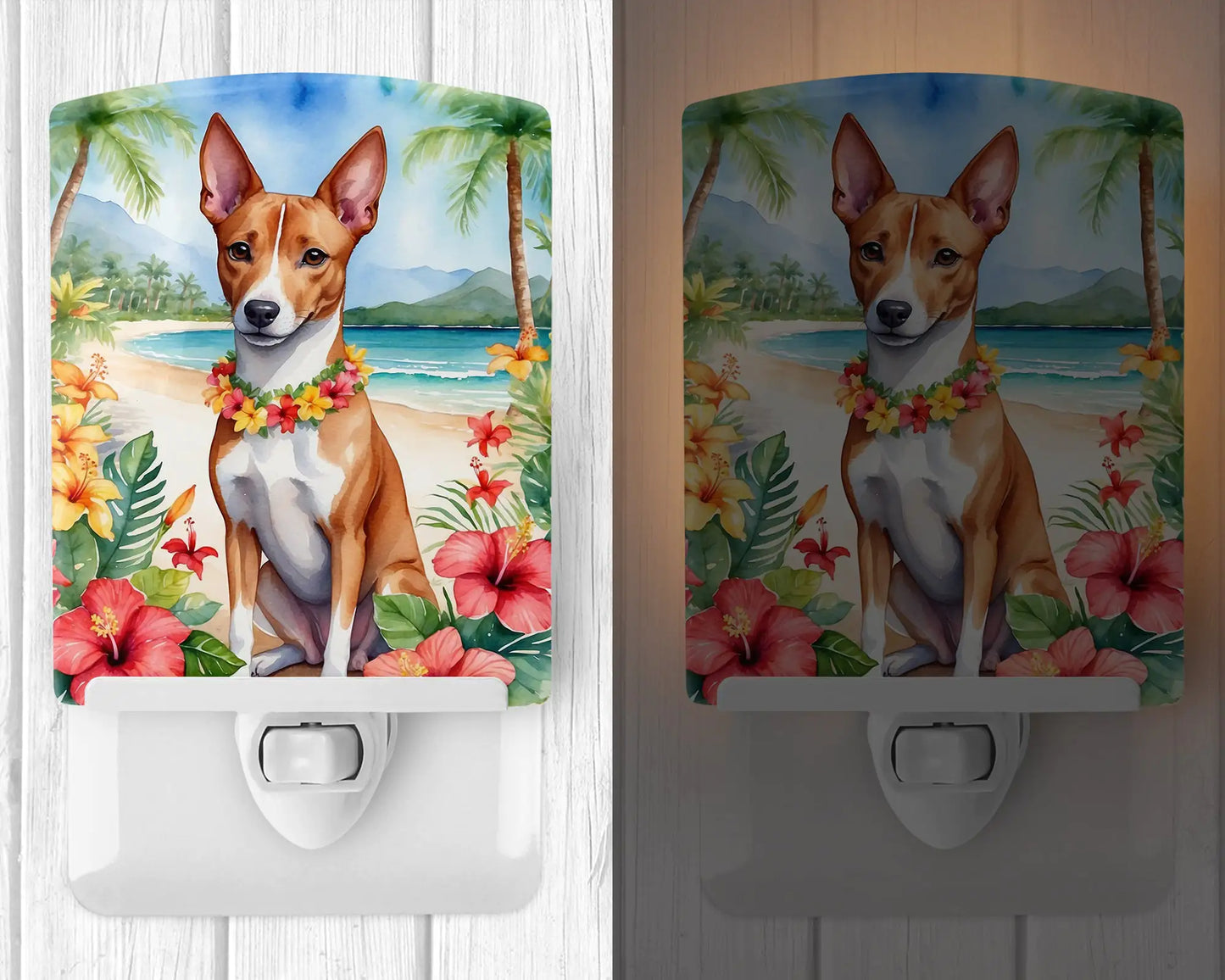 Basenji Luau Ceramic Night Light