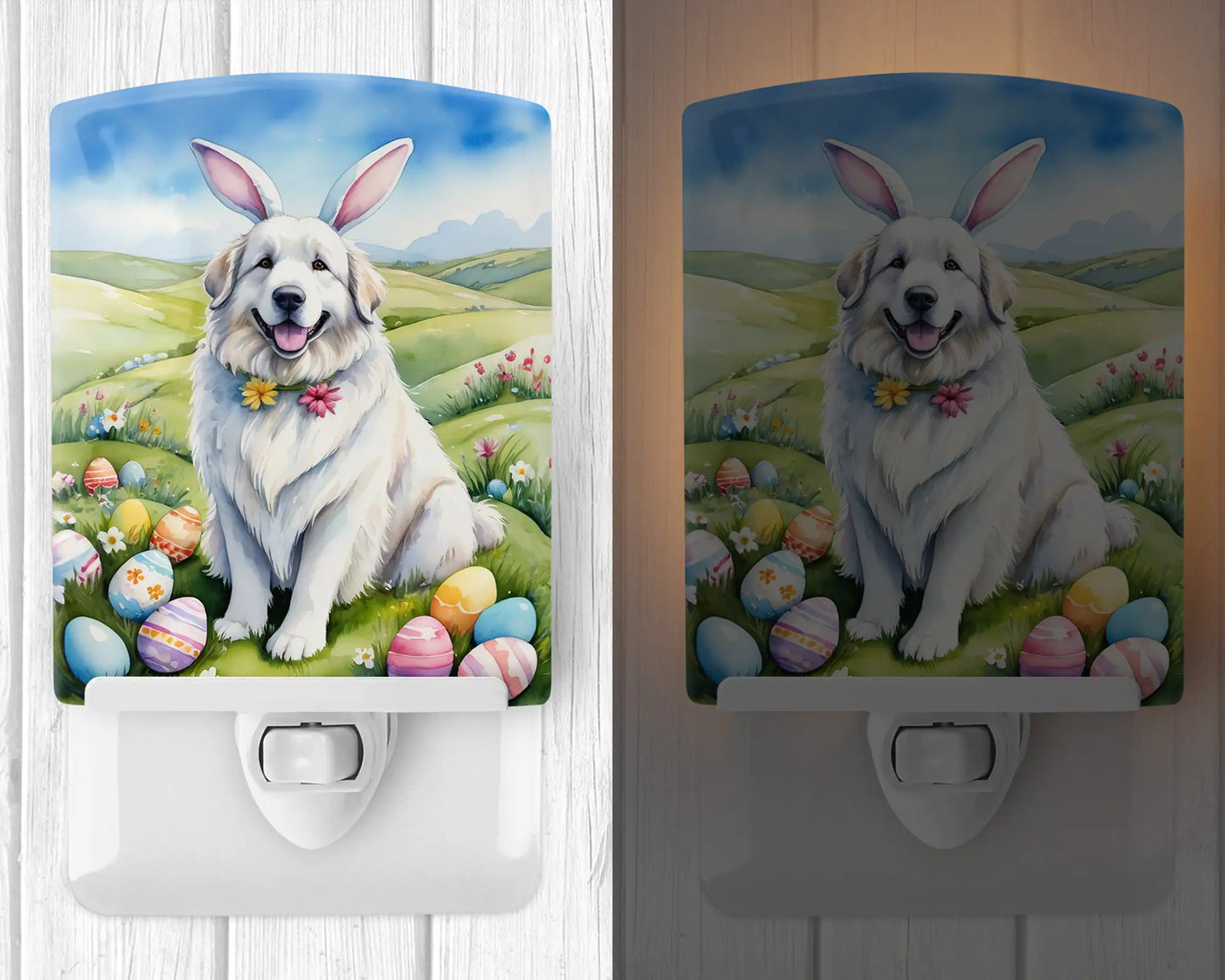 Great Pyrenees Easter Egg Hunt Ceramic Night Light