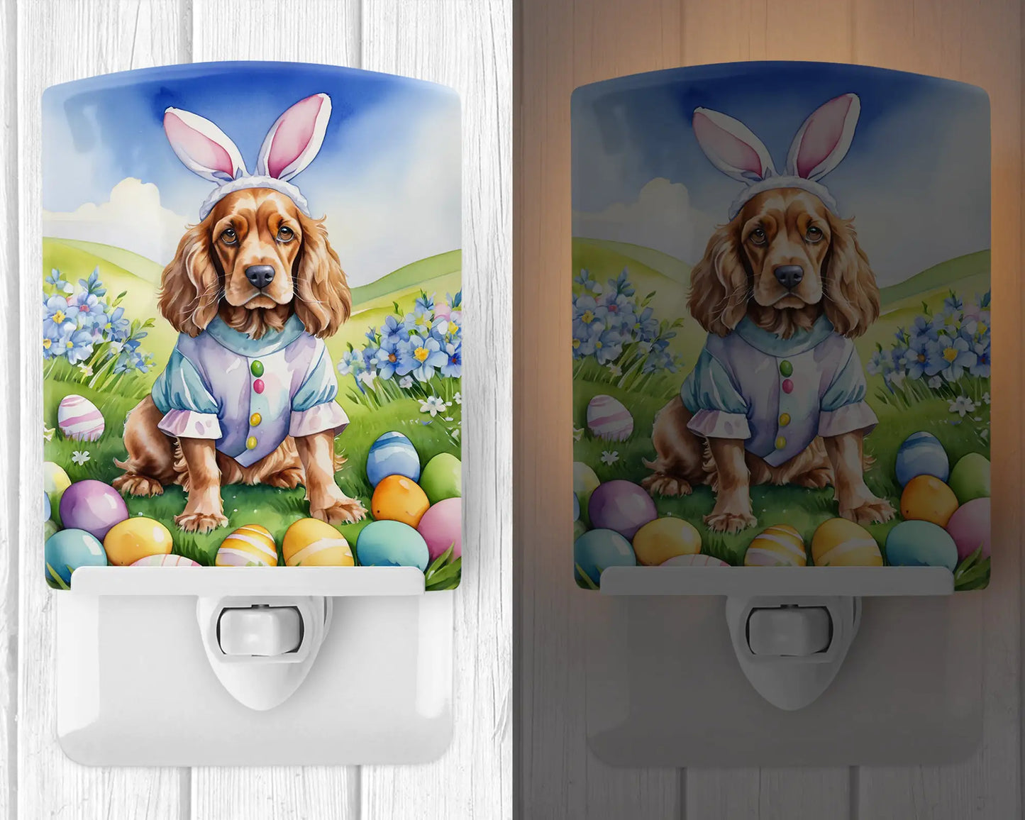 Cocker Spaniel Easter Egg Hunt Ceramic Night Light