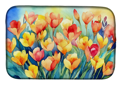 Freesias in Watercolor Dish Drying Mat