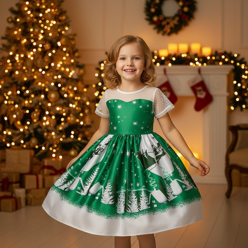 Girls print princess dress
