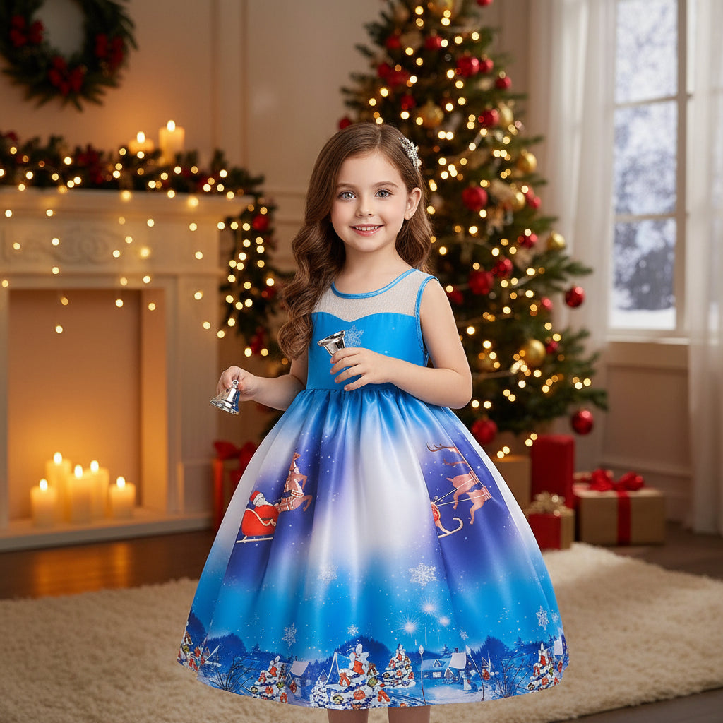 Girls print princess dress