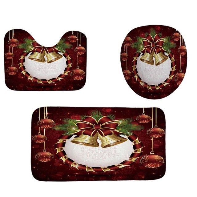 Christmas bell digital printing shower curtain