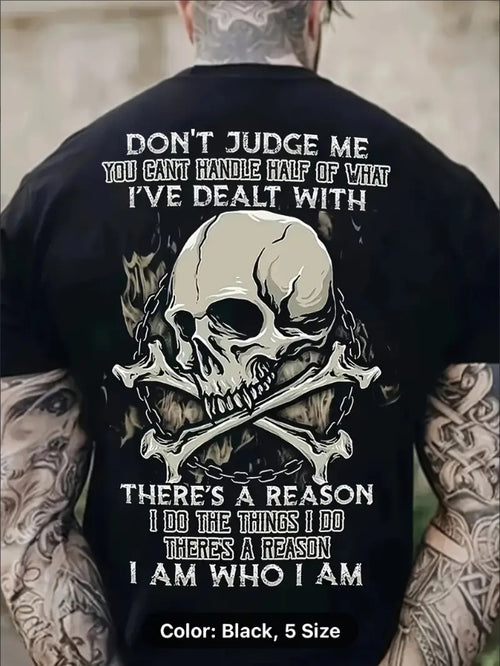 Stylish Skull Graphic Tee - Soft, Breathable, Short Sleeve Crew Neck T-Shirt For Men - Perfect Summer Outdoor Wear