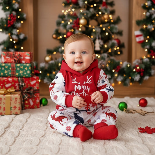 Baby Clothes Printed Pullover Hoodie Trousers Two-piece Set