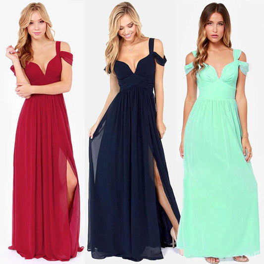 Long Floor Length Elegant Pleated Dress