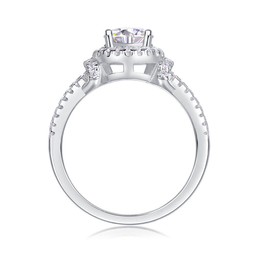 Luxury Fashion Large Diamond Wedding Ring With Moissanite Silver Ring