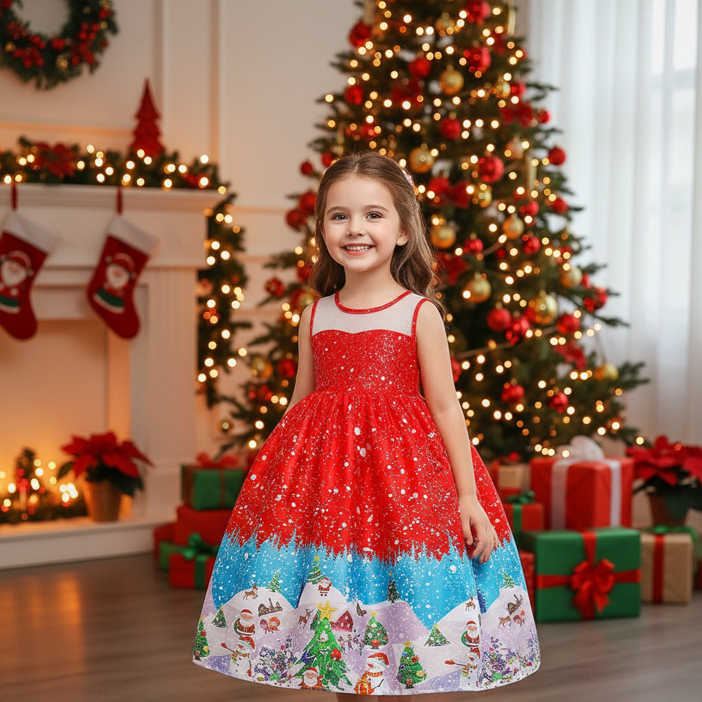 Girls print princess dress