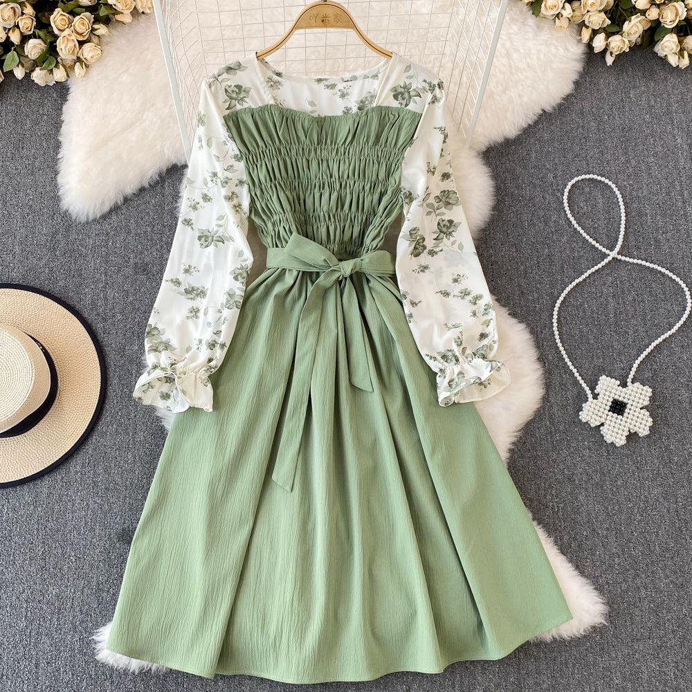 Fashion Round Neck Floral Dress