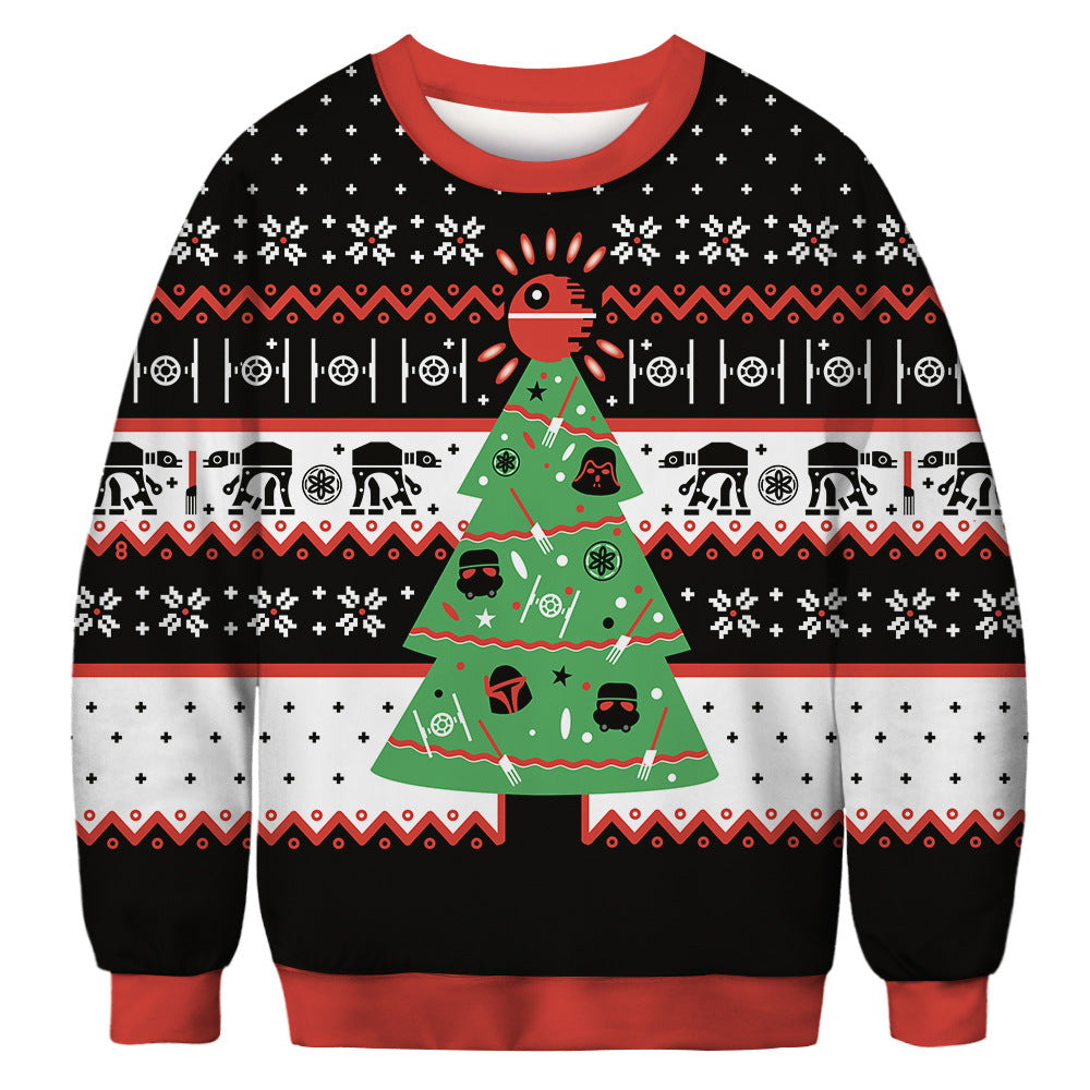Christmas green furry print crew neck sweater