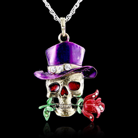Fashion Alloy Retro Necklace Skull Charm Halloween Jewelry
