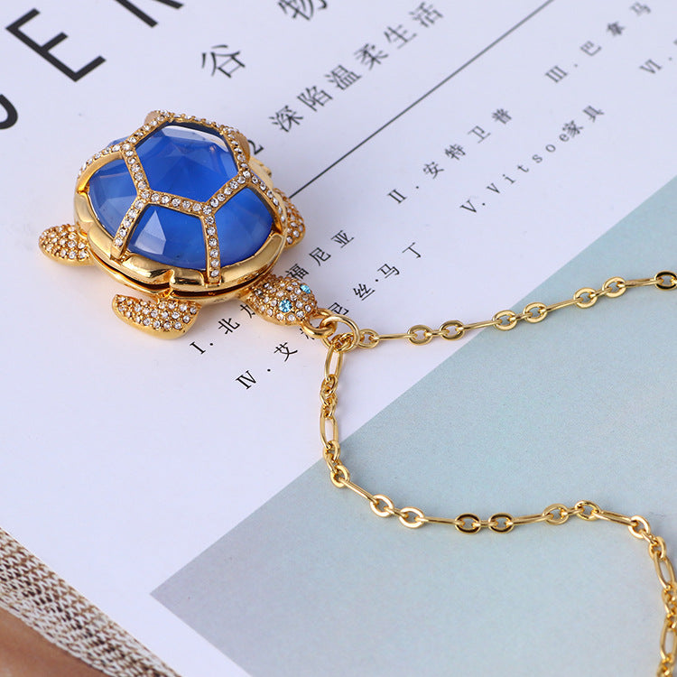 Personalized Diamond-Studded Resin Three-Dimensional Turtle Openable Sweater Chain Female Jewelry