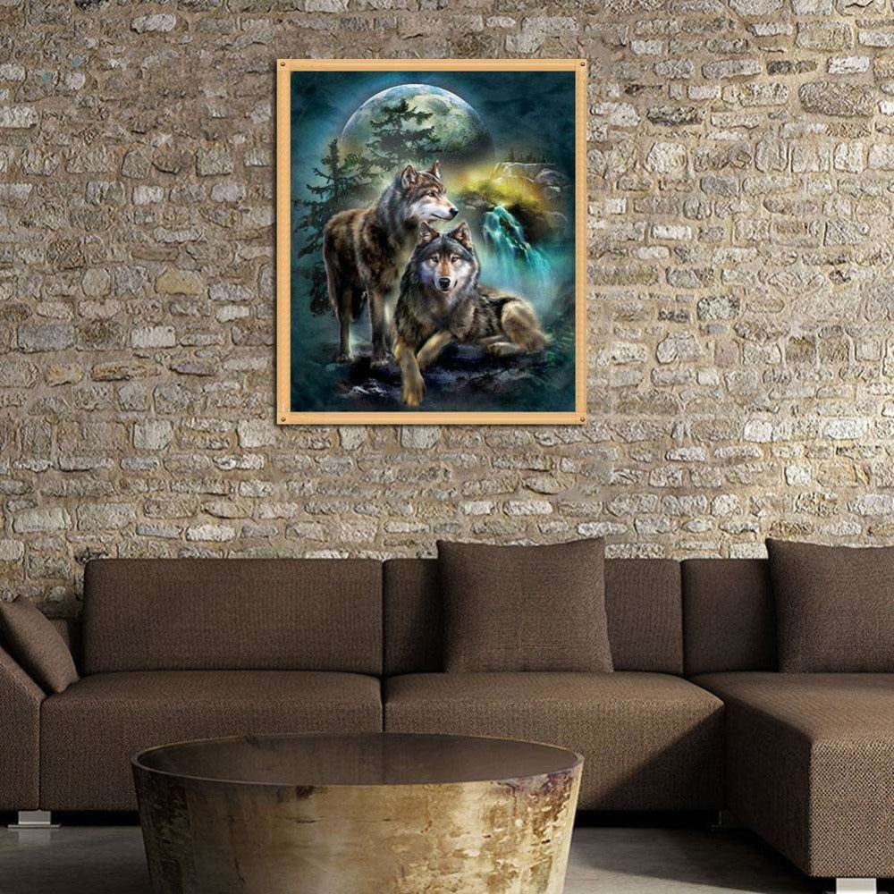 5D Wolf Moon Custom Diy New Style Diamond Painting