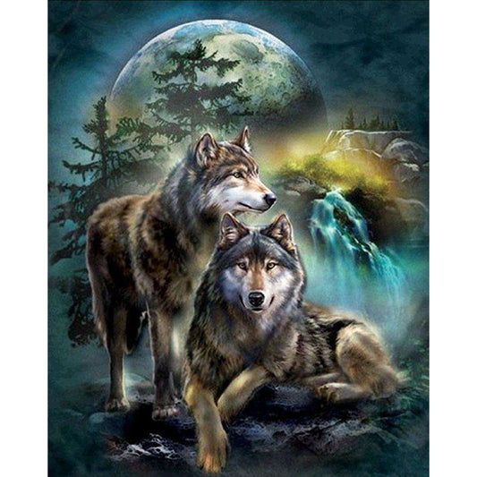 5D Wolf Moon Custom Diy New Style Diamond Painting