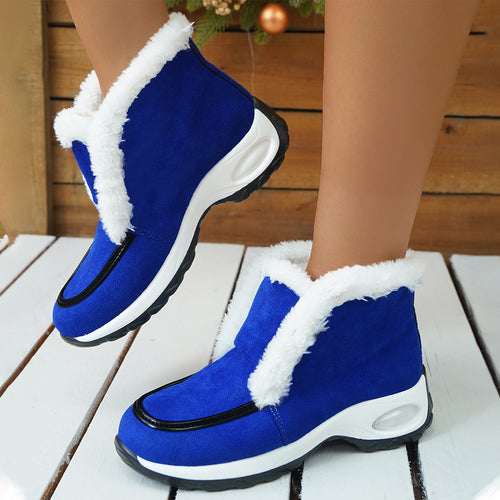 Winter Air-cushion Sole Snow Fashion Solid Leopard Print Platform Ankle Casual Keep Warm Shoes