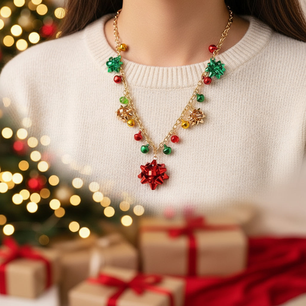 Flower Colored Bell Christmas Jewelry