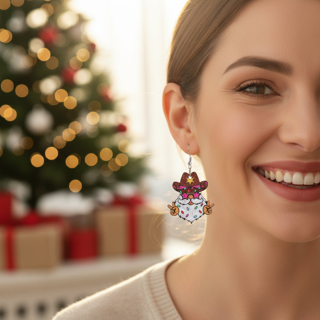 Funny Santa Claus Christmas Pendant Earrings Gift