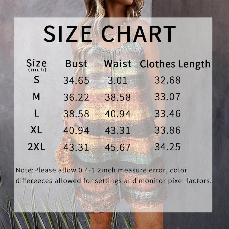 Women's Summer Casual Print Sleeveless Rompers Loose Spaghetti Strap Shorts Jumpsuit With Pockets