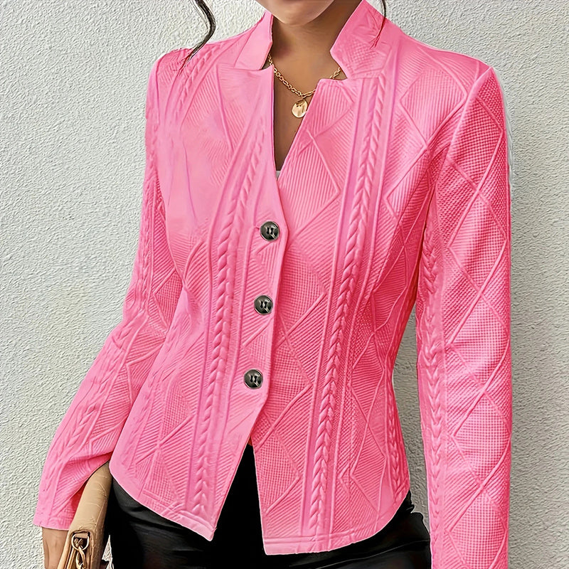 Women's Elegant Textured Open Front Business Casual Work Office Blazer Jacket Suit