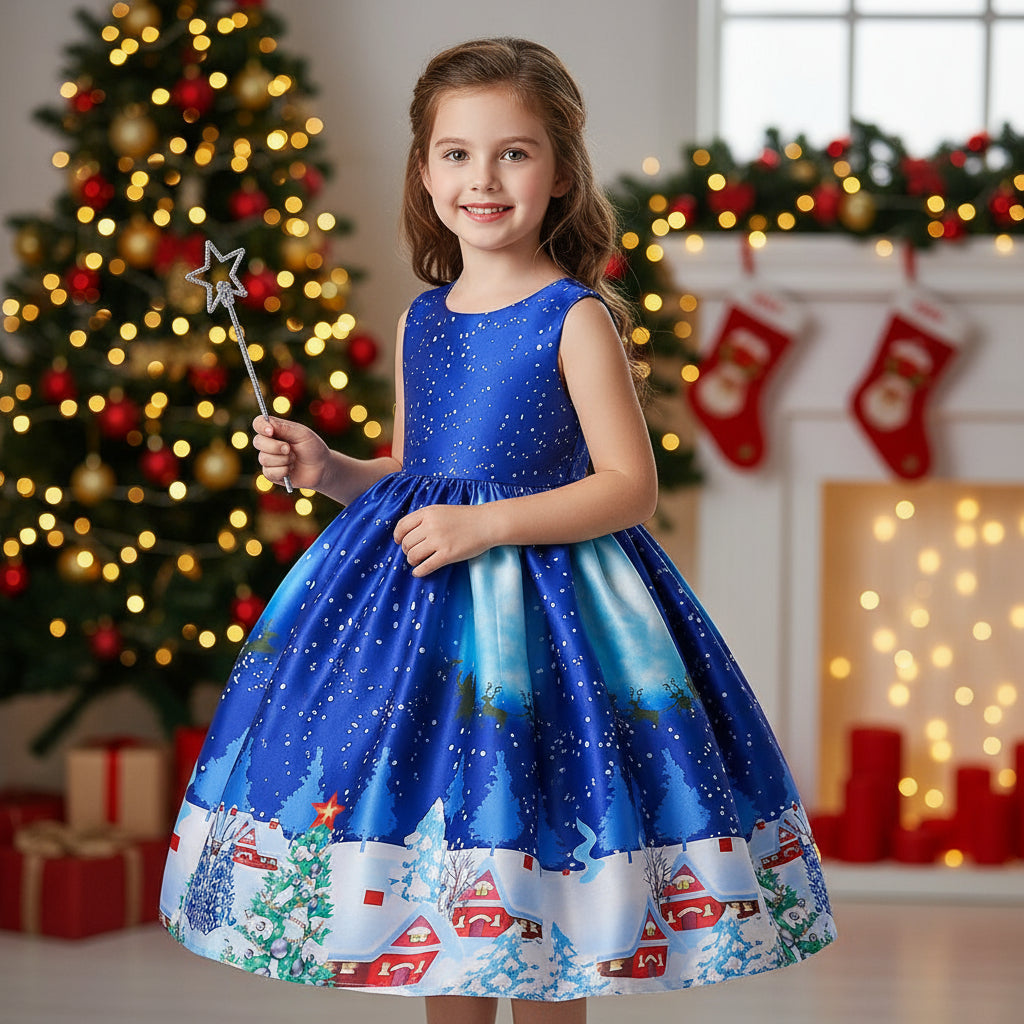 Girls print princess dress