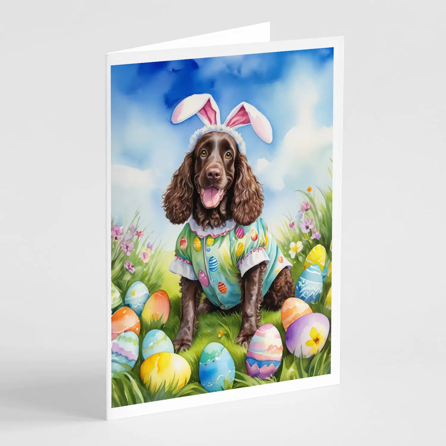 American Water Spaniel Easter Egg Hunt Greeting Cards Pack of 8
