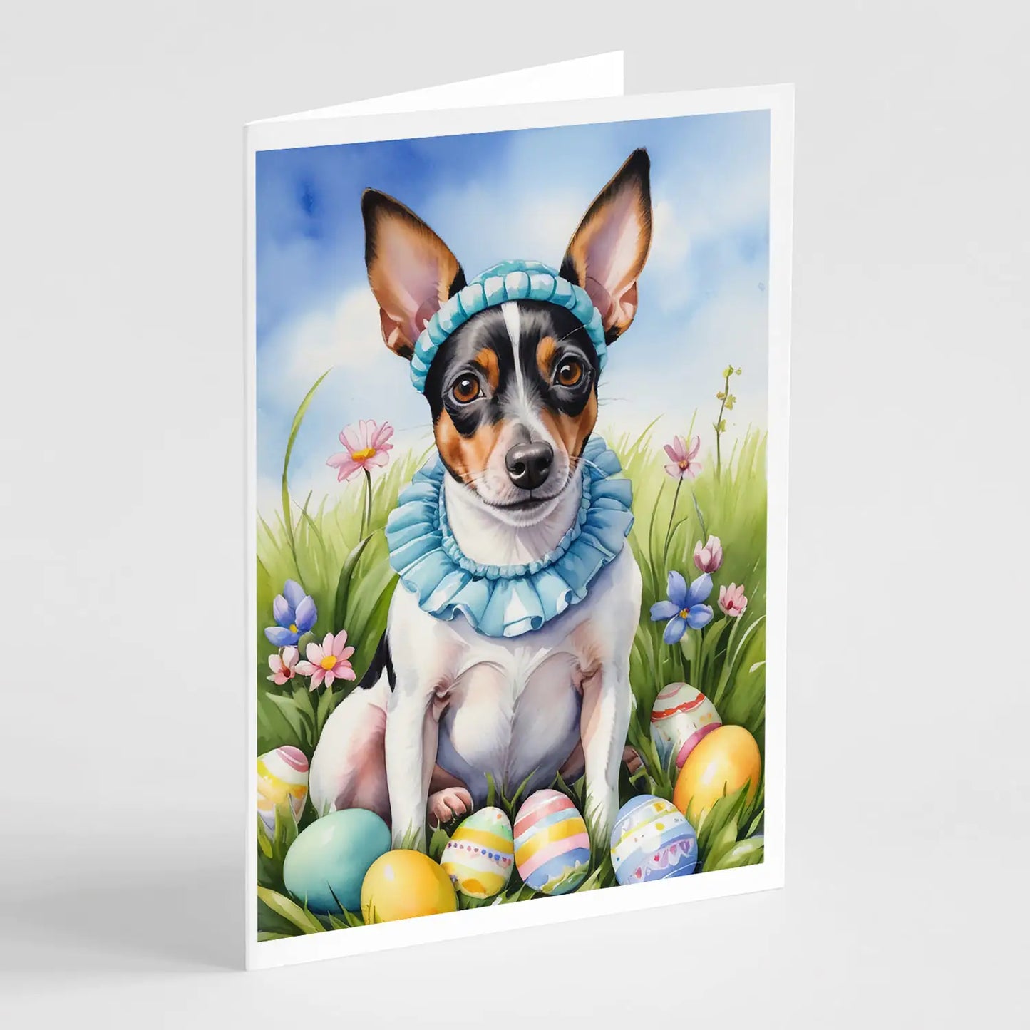 Rat Terrier Easter Egg Hunt Greeting Cards Pack of 8