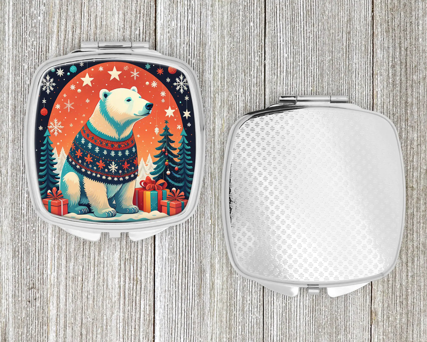 Polar Bear Christmas Compact Mirror