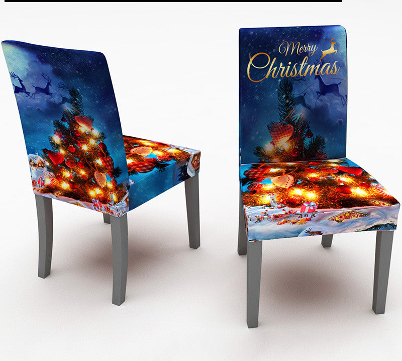 2 Pieces Of Christmas High Back Elastic Chair Cover