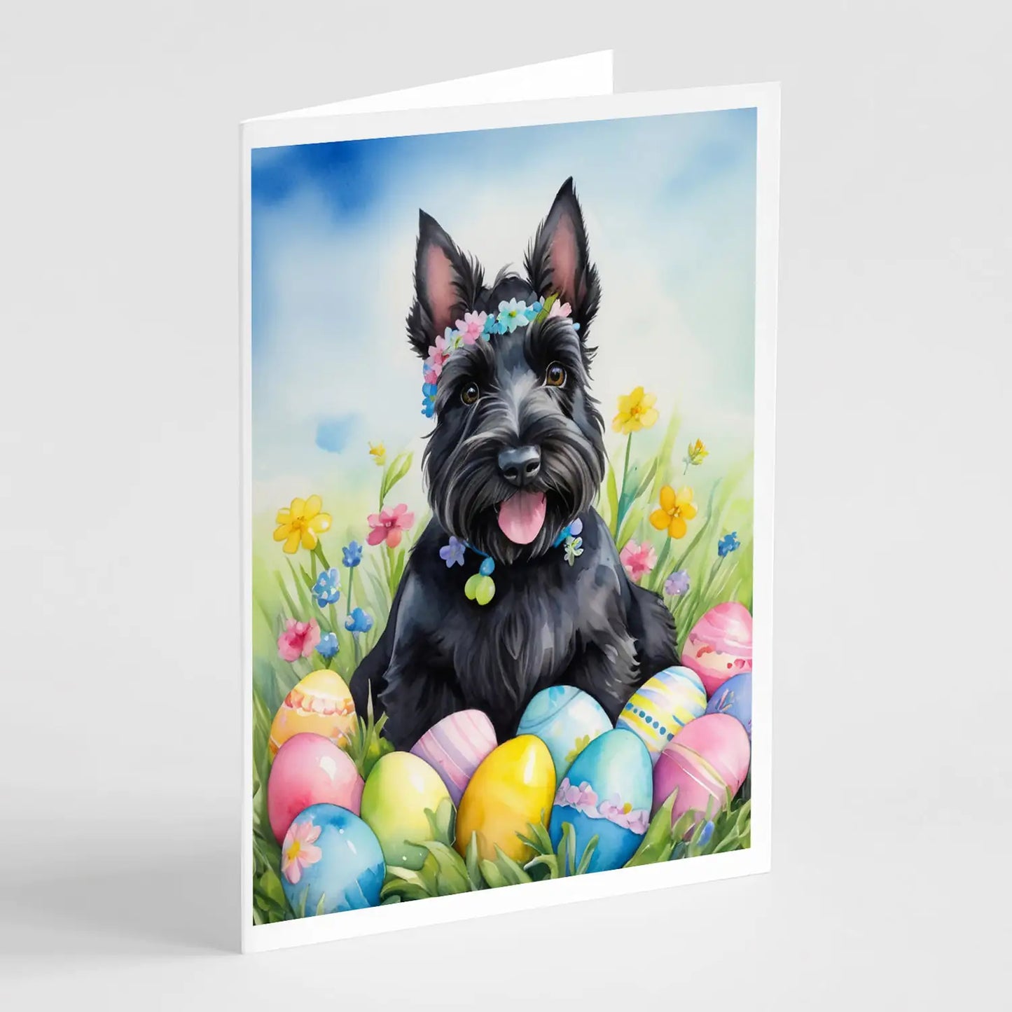 Scottish Terrier Easter Egg Hunt Greeting Cards Pack of 8