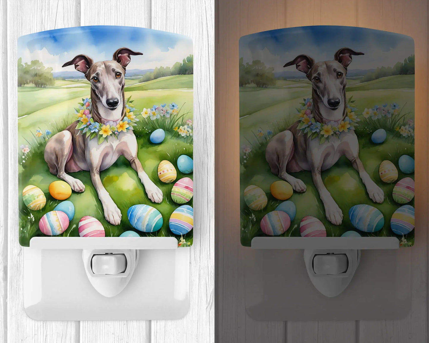 Greyhound Easter Egg Hunt Ceramic Night Light