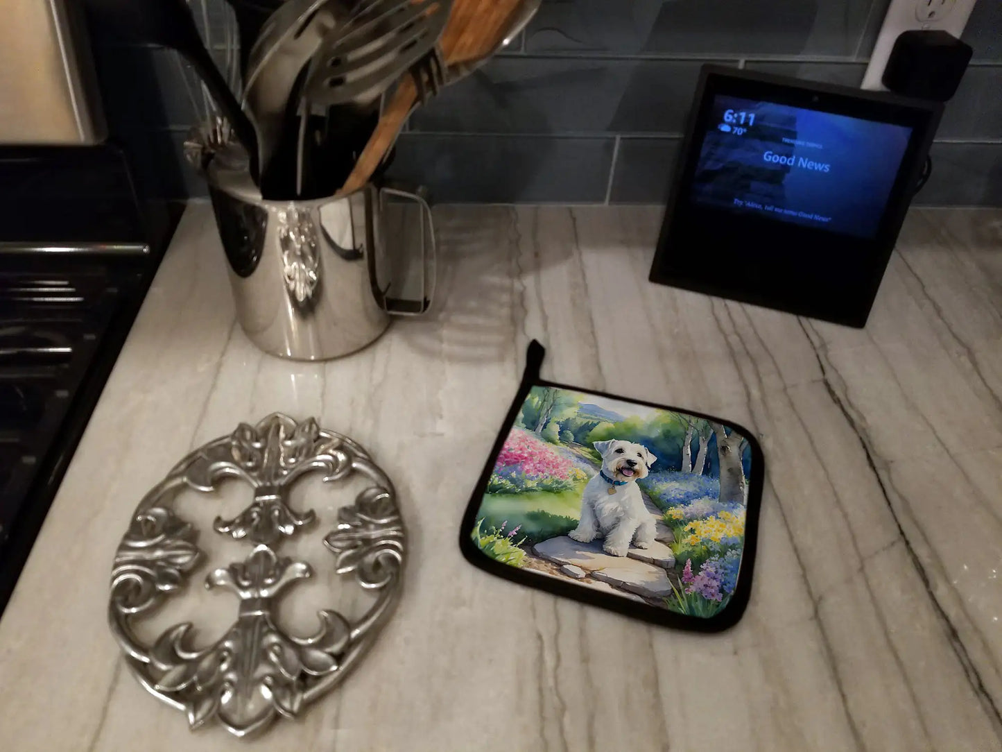 Sealyham Terrier Spring Path Pair of Pot Holders