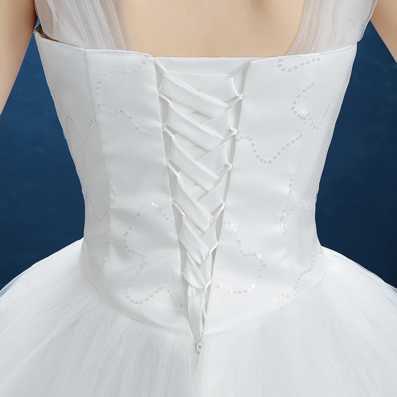 Summer New Wedding,  Simple Shoulder Thin, Bride Married Dress