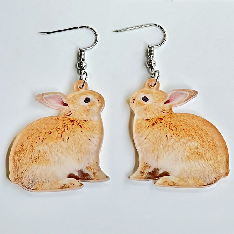 Easter Rabbit Flower Basket Cute Printed Egg Chick Spring Floral Earrings