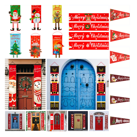 Christmas couplets curtains pull hanging flags window